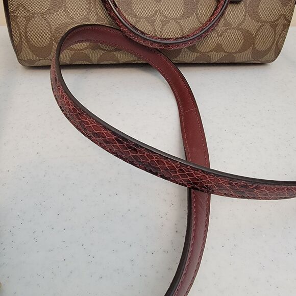 Coach Rowan PVC Leather & Snakeskin Trim Satchel Bag Purse H1981-F89005 - Picture 7 of 14